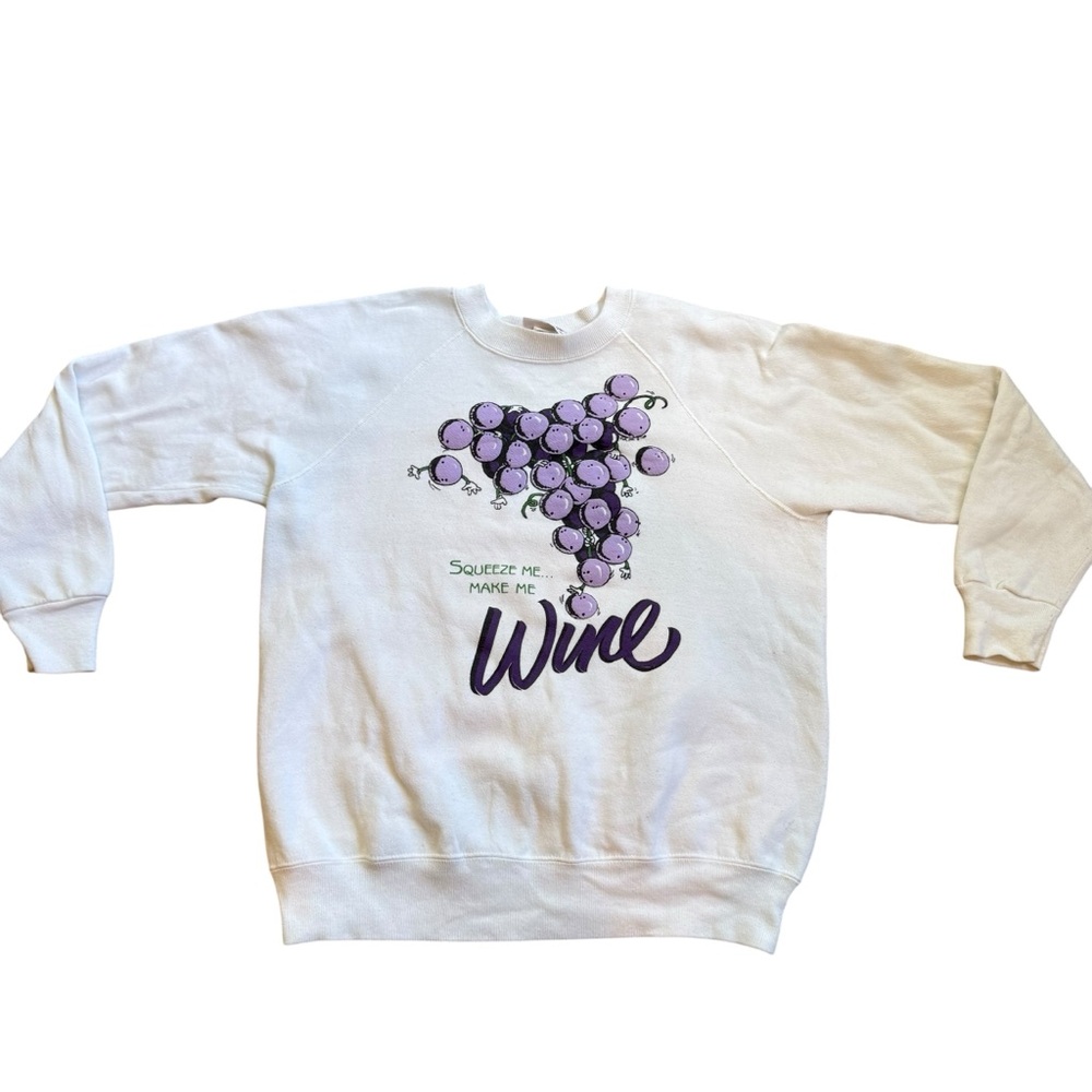 VTG 90s Winery Grapes  Sweatshirt Women Sz Large Squeeze Me Make Me Wine USA